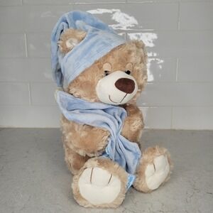 Toys R Us Teddy Bear Plush Sleepy Bedtime Blue Blanket‎ Lovey Stuffed Animal Toy